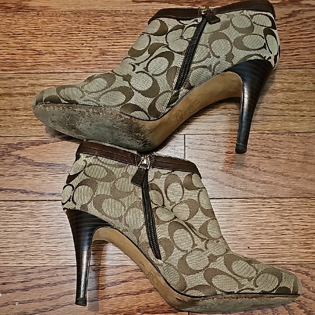 Coach Brown Patterned Women's Ankle Boots